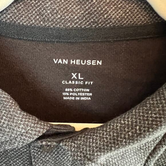 Van Heusen Long Sleeve Heathered Black Collared Pullover Size XL NEW - Picture 3 of 6